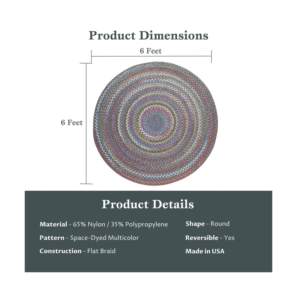 Alfombra Rhody Country Jewel CJ95 Azul Zafiro 6' x 6' Redonda - Duradera Trenzada Ar... Foto 2 de 4