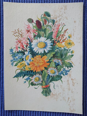 old postcard postcard art card W. Flechsig bouquet flowers
