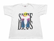 Vintage 90s Surf Days Single Stitch Tee Size XL Surfer Neon Made in USA RARE 80s