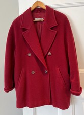 Marella Red Pure Wool Coat, Size 12 Doubled Breasted Style, Made In Italy, Vgc