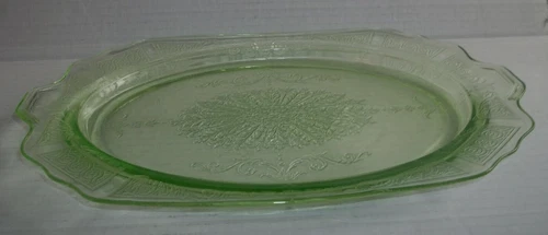 Anchor Hocking Princess Depression Glass Green Oval Serving Platter 12" Vintage