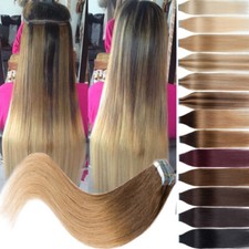 Tape In Skin Weft Remy Human Hair Extensions 16-24inch Seamless Balayage/OMBRE
