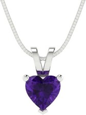 0.70 Karat Natürlich Amethyst 10K Echt Weißgold Anhänger Verlobungsring
