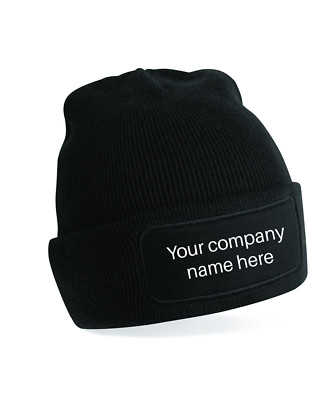 Personalisierte Beanie Patch Mütze bestickt - mit Ihrem Firmennamen oder Text