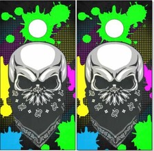 Skull Splatter Cornhole Wrap Bag Toss Skin Decal Sticker Wraps