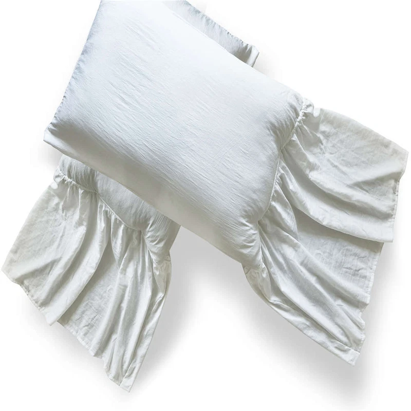 Washed Edge Ruffle Duvet Cover Quilt Set with Pillow Cases American Size Comfy - Image 4 of 4