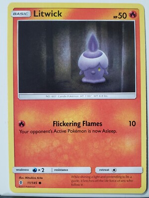 Litwick 11/145 VLP / NM Guardians Rising Sun Moon Pokemon Card $2 Flat Shipping