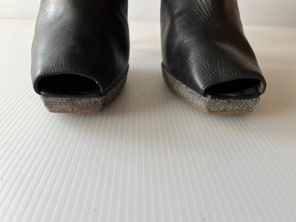 Botines MARNI de cuero negro de tacón alto a media pantorrilla punta abierta, talla 8 (US) 38 (UE) Foto 4 de 4