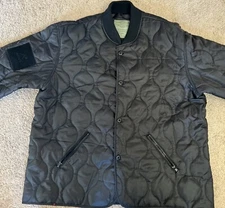 NWT Men's Military Style Quilted Woobie Fashion Black Quilted Outdoor Jacket 2XL