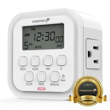 7 Day Digital Electric Programmable Dual Outlet Plug In Clock Light Timer Switch