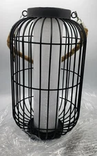 Giftcraft Bird Cage Hanging Solar Lantern w/Rope, 14in - NEW