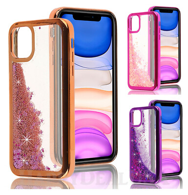 For Apple iPhone 11 Waterfall Glitter Chrome Armor TPU Cover Case