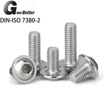 Flanged Button Head Screws Allen Key Socket Bolts A2 Stainless Steel M3 - M8