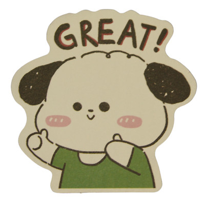 Puppy Dog Great! Thumbs Up Pink Cheeks Green Shirt Top Cute Chibi Kawaii Sticker