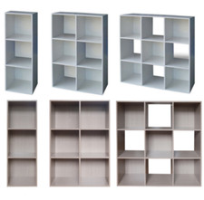 Libreria Scaffale in Legno Moderna 3 6 9 Ripiani Parete Camera Ufficio Mod. Cubo