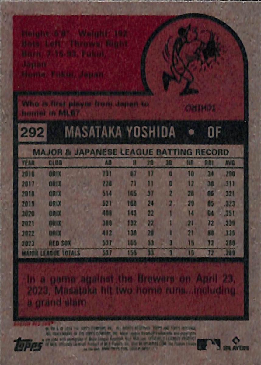2024 Topps Heritage #292 MASATAKA YOSHIDA Boston Red Sox