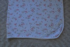 Little Me Flower Baby Blanket Floral Rose Pink White Bow Security Lovey