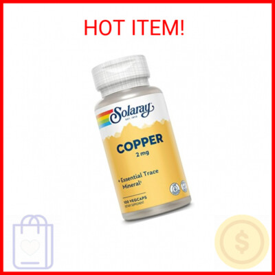 Solaray Copper 2 mg | Healthy Red Blood Cell Formation, Immune and Nerve Functio