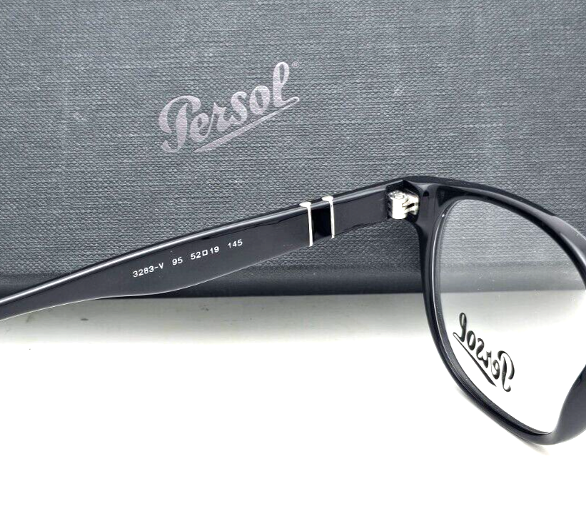 New PERSOL Eyeglasses 3283-V 95 52-19 145 Black & Silver  display picture 2
