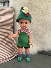 Bavarian German Boy Doll Celluloid Lederhosen Octoberfest Sleepy Eyes Green Hat