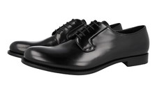 PRADA Classic Derby Dress Shoes - Leather Sole - Black - NEW -  US 14 EU 47