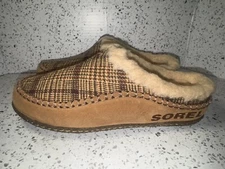 Sorel Mens Size 7 Falcon Ridge II Elk Gum Faux Fur Lined Slip On Slippers Shoes