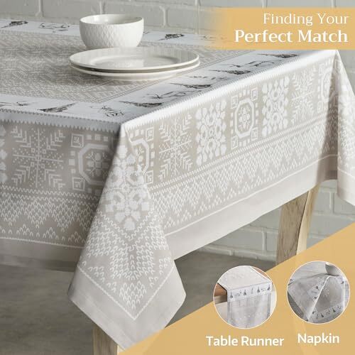 Tablecloth 100% Cotton 60"x108" Washable Rectangle Table Cover Decorative - Picture 7 of 7