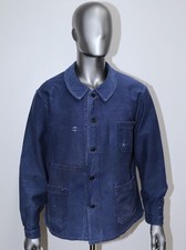 Vintage 1950s Indigo Well Worn Moleskin Work Chore Jacket Size L Made in France