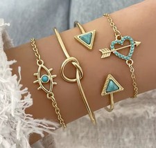 Gold And Turquoise Bracelet Set
