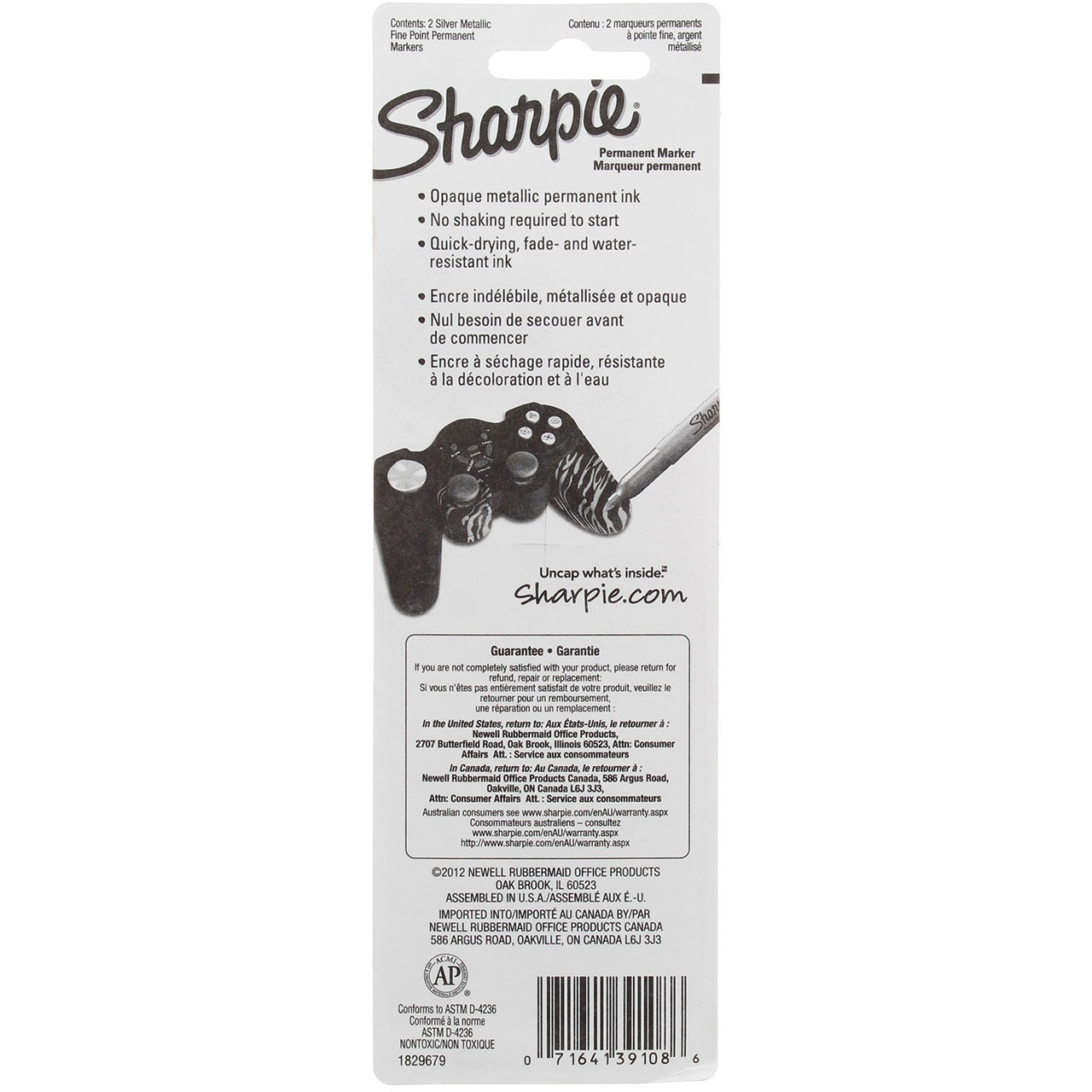 Sharpie Metallic Silver Permanent Marker Pens, Fine, Metallic, 2 Ct