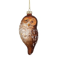 Northlight 4.5-Inch Brown and White Glass Owl Christmas Ornament
