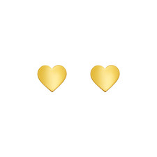 14K Yellow Gold 7x6.5mm Heart Shape Stud Earrings High Polished Screw Backing