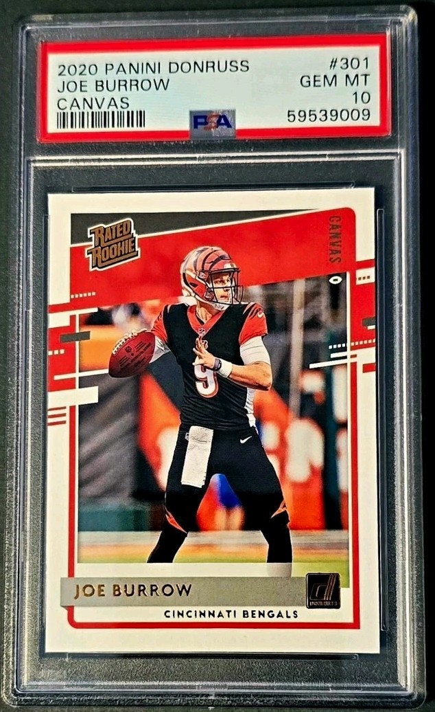 2020 Panini Donruss Joe Burrow Rated Rookie Canvas RC #301 Bengals PSA 10
