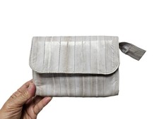 70s - 80s Lee Sands gray eel skin small clutch