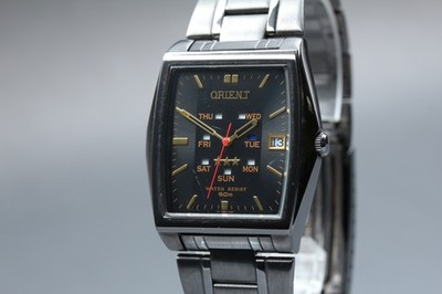 [Fast neuwertig] Orient Three Star PMAA-D0 schwarzes Zifferblatt Tag/Datum...
