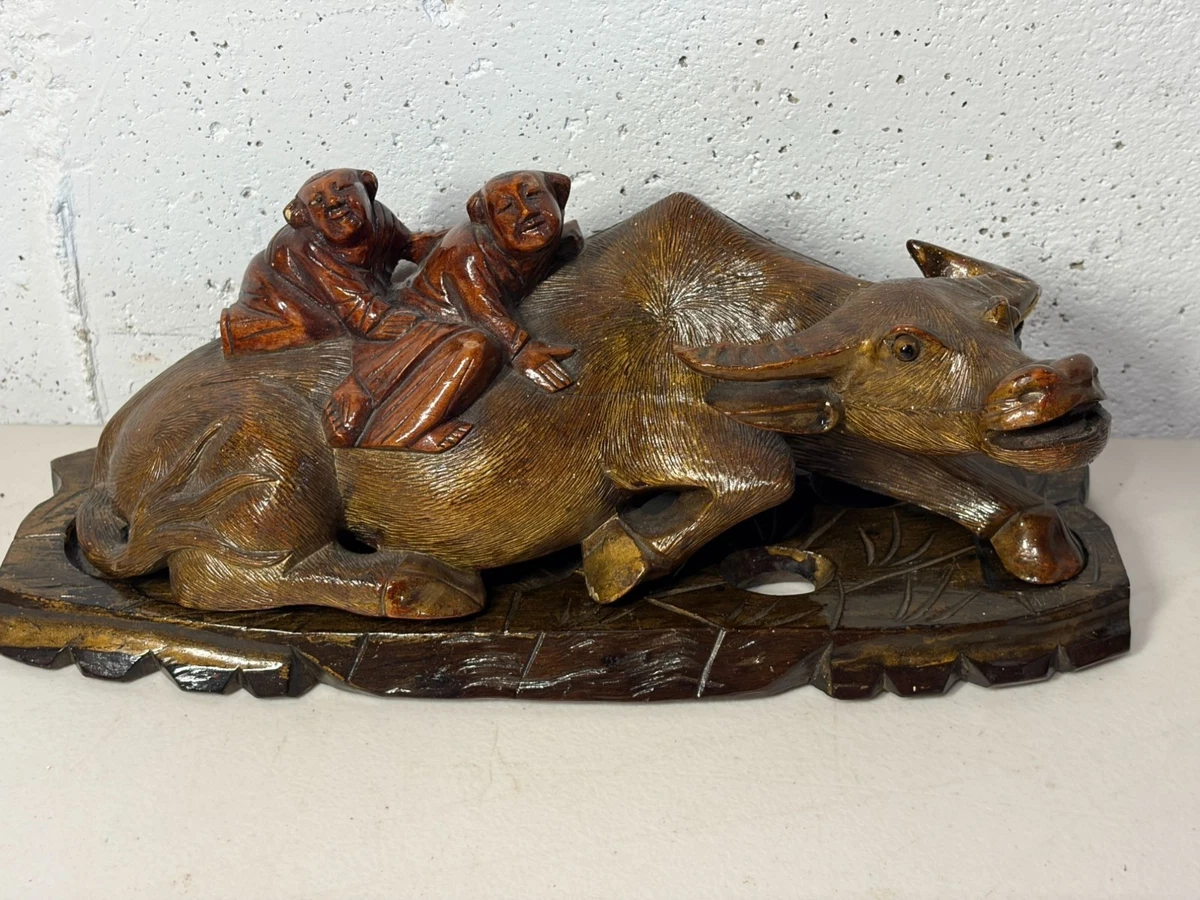 Wooden 1900-1940 Antique Chinese Ox Statues & Figurines for sale