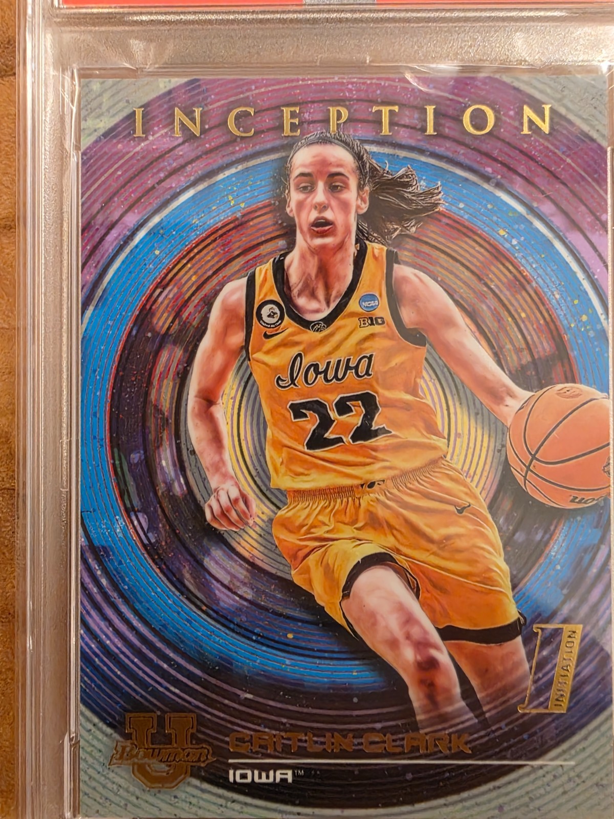 The Goat! 2022 Bowman U Inception Caitlin Clark PSA 10 view 2