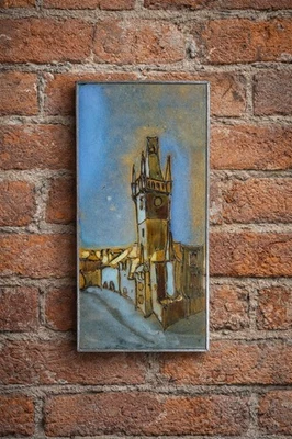 Tableau émaux vintage signé Jurkovic 1989 Art galerie Prague – art mural... - Photo 1/3