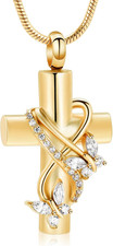 Butterfly Cross Urn Necklace for Ashes Men Women Cremation Jewelry Ashes Pendant