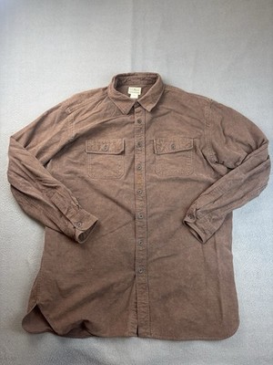 LL Bean Chamois Cloth Shirt Mens XL Tall Brown Long Sleeve Button Up Workwear