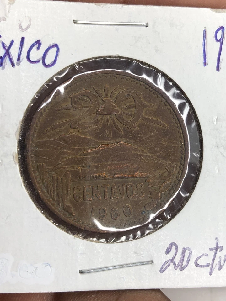 México 1960 🇲🇽 20 centavos circulados colorida  Foto 4 de 4