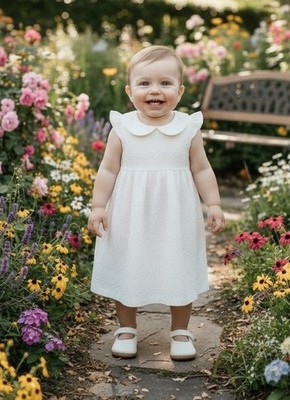 Petit Ami Girls White Eyelet Lace And Cotton Dress Size 18 Months 18m Summer