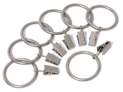 Iron Metal Curtain Clip Rings 2 Inch Interior Diameter (20, Nickel Satin)