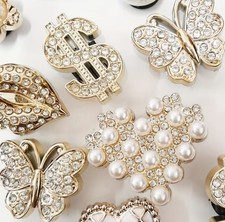 16 Pcs Gold  White Shoe Charms For Crocs Garden Shoes Cute. Plastic. Love, Cute