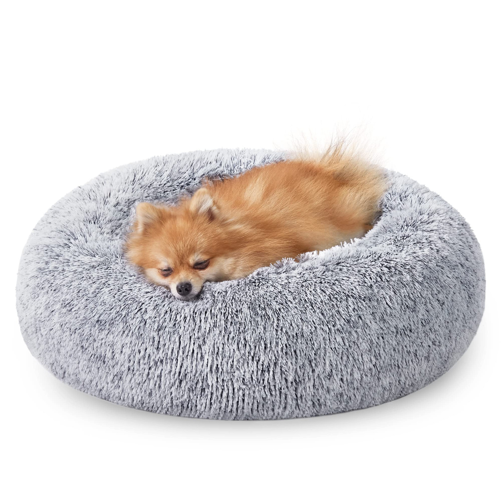 Feandrea Dog Bed, Donut Cat Bed, Fluffy Calming Pet Bed with Removable, Washable