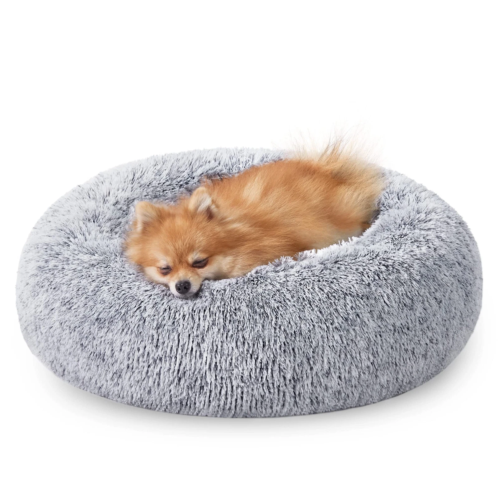 Feandrea Dog Bed, Donut Cat Bed, Fluffy Calming Pet Bed with Removable, Washable