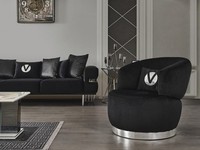 Schwarzer Sessel 1Sitz Textil Wohnzimmer Luxus Neues Design Sessel Sessel Modern