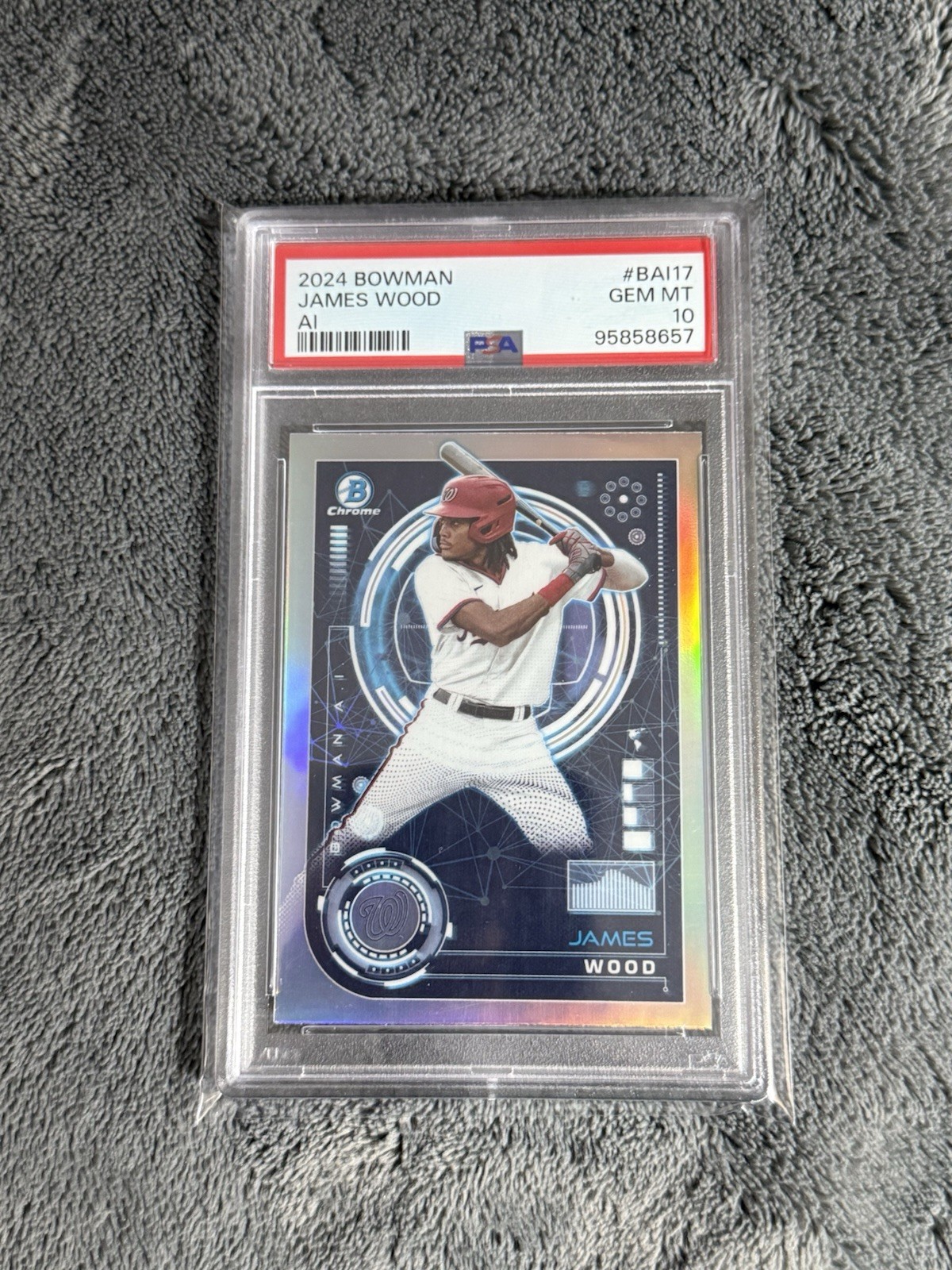 2024 Bowman Chrome James Wood #BAI-17 AI PSA 10 GEM MINT WASHINGTON NATIONALS