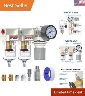 Versatile 1/4'' NPT Air Filtration System with Brass Element & Installation Kit
