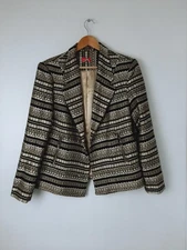 Together Black Gold Textured Stripe Hook Eye Fasten Smart Jacket UK 18